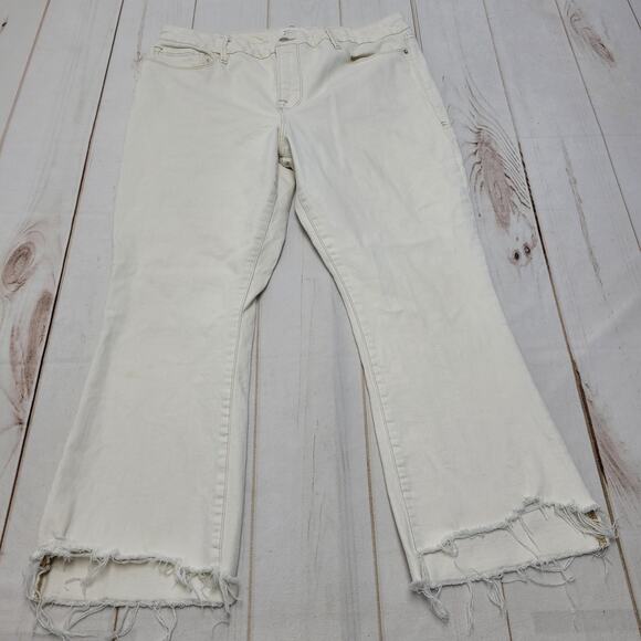 Frame Le crop mini boot high rise raw chewed hem cream bone white jeans - Picture 2 of 11